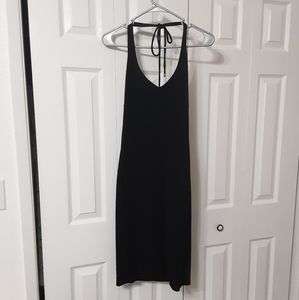 A.B.S. Evening Black Dress with Halter Neck Ties